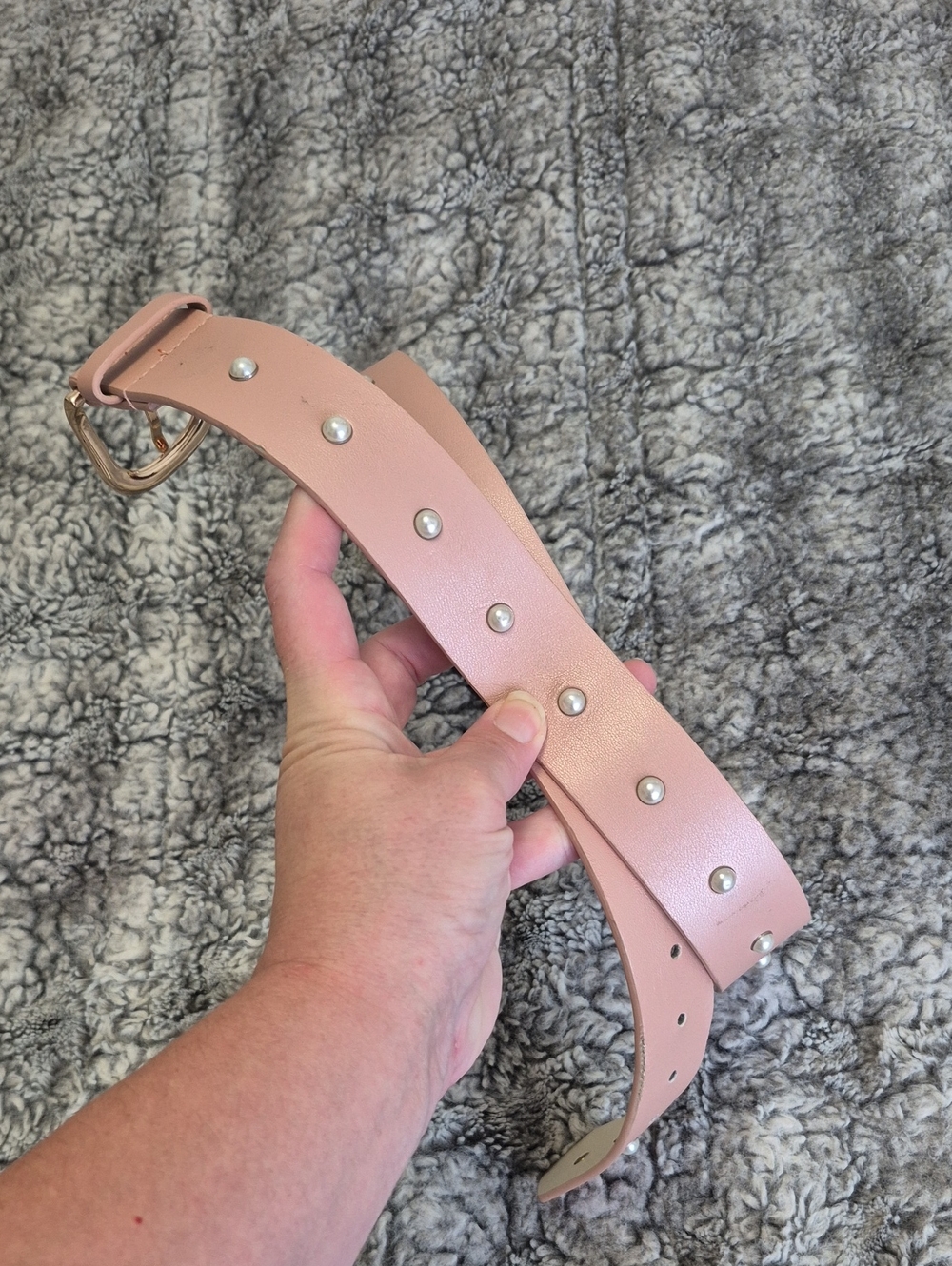 Studded Blush Pink Women's Belt - Fashion Accessory